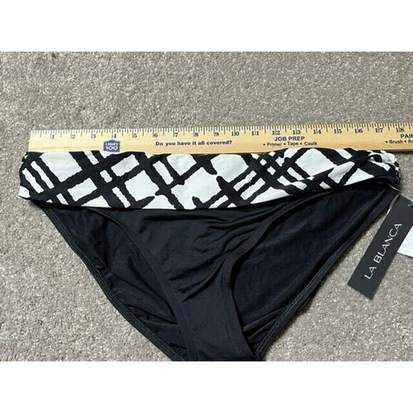 La Blanca Bikini Bottom 14 Swim Resort Coastal Chic Abstract Wave Ruched Classic - Picture 4 of 9
